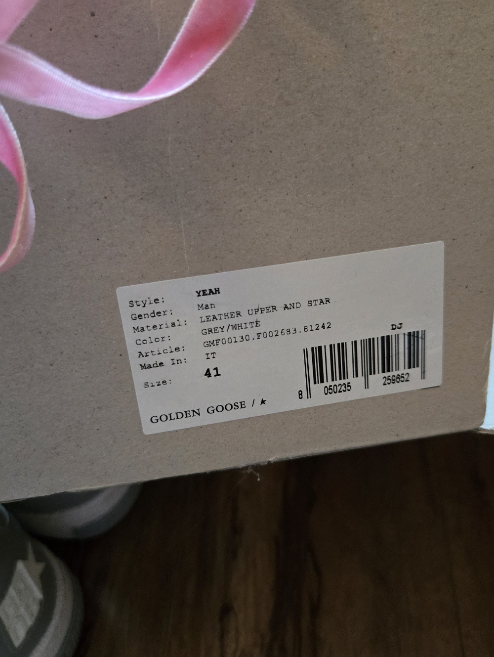 Golden Goose Grey Yeah /White Leather Upper Sneaker Box LabelGolden Goose 41, 10 - Picture 4 of 4